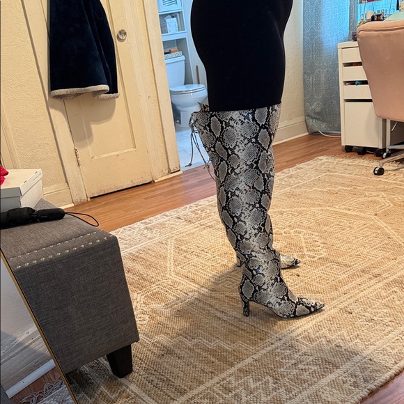 Fashion to Figure Snake Print Heeled Boots - Picture 5 of 7